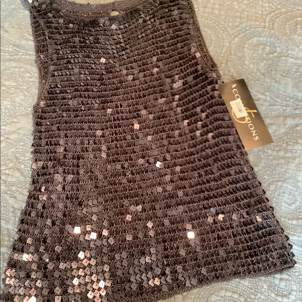 NWT charcoal sequined top.